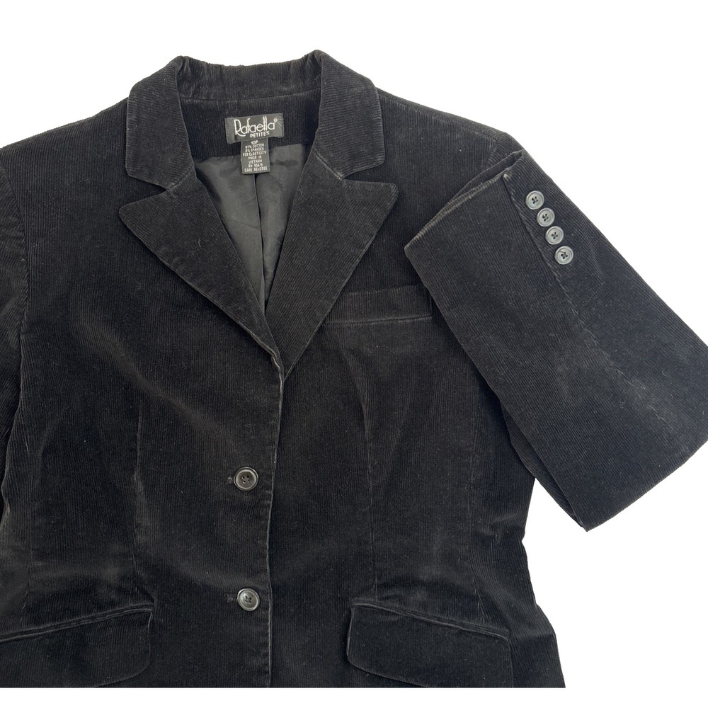 Rafaella Corduroy Blazer Jacket Women's Size 10P Pockets Lined Petites‎ Black